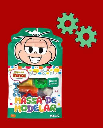 Imagem de Massa De Modelar Turma Da Mônica 12 Cores + 2 Moldes 120g