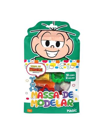 Imagem de Massa De Modelar Turma Da Mônica 12 Cores + 2 Moldes 120g