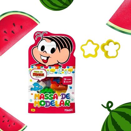 Imagem de Massa De Modelar Turma Da Mônica 12 Cores + 2 Moldes 120g