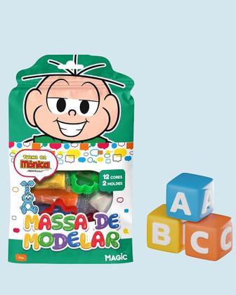Imagem de Massa De Modelar Turma Da Mônica 12 Cores + 2 Moldes 120g