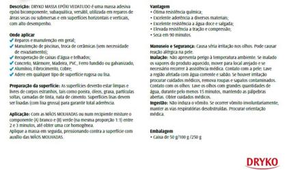 Imagem de Massa Durepoxi Dryko Veda Tudo 250gr Subaquático Cola Veda Solda Molda Fixa até Debaixo D'água