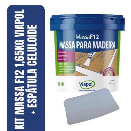 Imagem de Massa F12 Calafetar Madeira 1,65kg Viapol + Espátula Celuloide