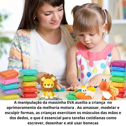 Imagem de Massa Massinha Eva 20 Cores Modelar Artesanato make+ 250g