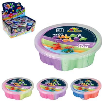 Imagem de Massa Massinha Pula e Molda kit com 3 unidades total 120g Divertida