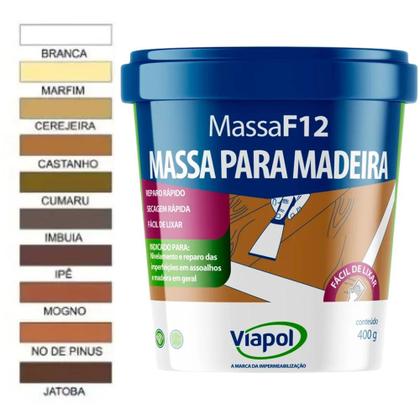 Imagem de MASSA PARA MADEIRA F12 VIAPOL IPE 400GRS 519464 - Calafetações e Preparos