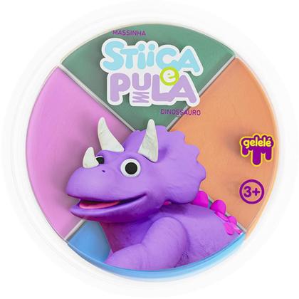 Imagem de Massa para Modelar Criativa Stica e Pula Dino 4 Cores - Display com 15 Potes
