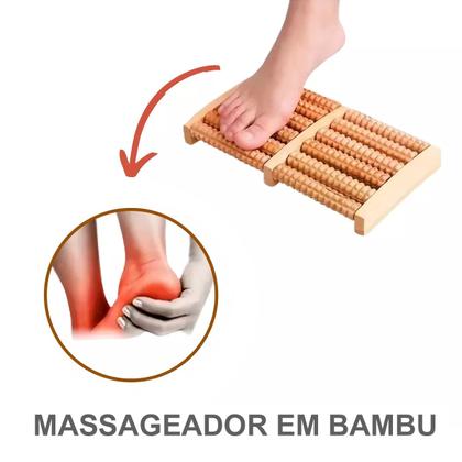 Imagem de Massageador De Madeira Para Pés 5 Rolos Em Bambu Natural