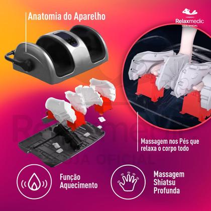 Imagem de Massageador de Pés Elétrico Shiatsu Foot com Aquecimento Alívio Muscular e RelaxamentoRelaxmedic