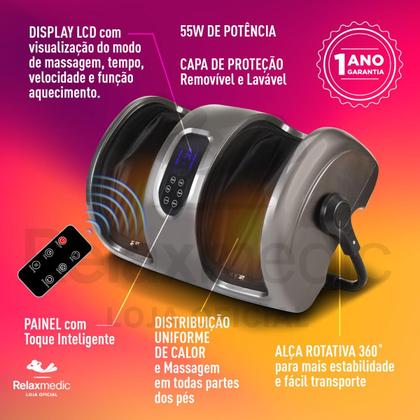 Imagem de Massageador de Pés Elétrico Shiatsu Foot com Aquecimento Alívio Muscular e RelaxamentoRelaxmedic