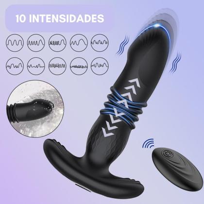 Imagem de Massageador de Próstata Vai e Vem Plug Anal Controle Remoto 15,8cm x 3,8cm 10 Intensidades Silicone Recarregável