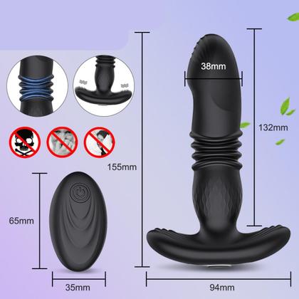Imagem de Massageador de Próstata Vai e Vem Plug Anal Controle Remoto 15,8cm x 3,8cm 10 Intensidades Silicone Recarregável