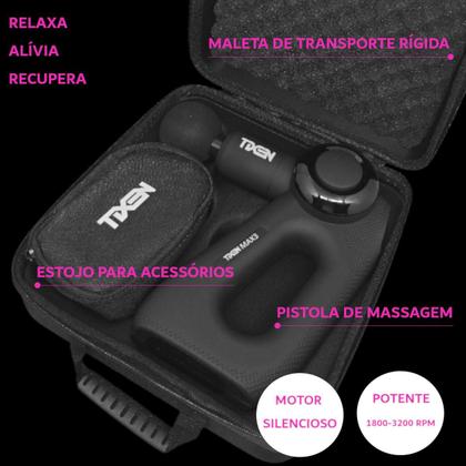 Imagem de Massageador Elétrico Profissional Muscular 7 Ponteiras 5 Velocidades Com Maleta