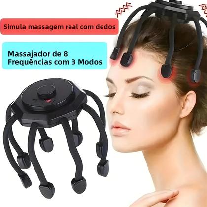 Imagem de Massageador Elétrico Sem Fio Para Couro Cabeludo, Massageador De Cabeça 360 Graus Com 8 Pontas De
