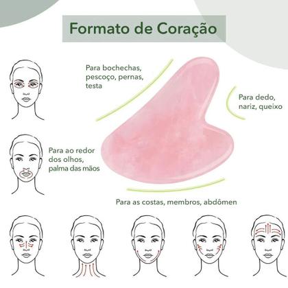 Imagem de Massageador Facial Gua Sha Pedra Jade Natural Rosa