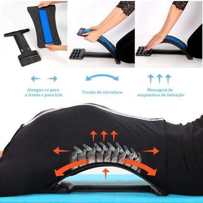 Imagem de Massageador Lombar Muscular Ortopedico Quiropraxia Ciatico Cor Azul Alongamento E Alívio De Dor