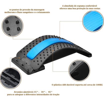 Imagem de Massageador Lombar Muscular Ortopedico Quiropraxia Ciatico Cor Azul Alongamento E Alívio De Dor