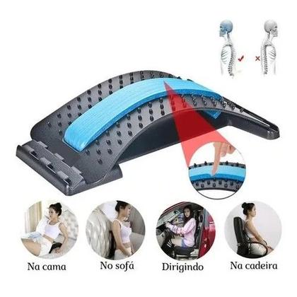 Imagem de Massageador Lombar Muscular Ortopedico Quiropraxia Ciatico Cor Azul Alongamento E Alívio De Dor