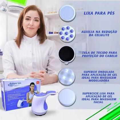Imagem de Massageador Orbital 360º Spin Relax Tone 110V Linha Premium Elétrico Para Celulite Culote Quadril abdomen Tira Barriga Gordura Corpo Vibração Pescoço