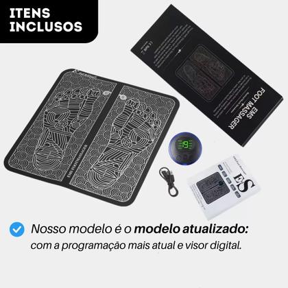 Imagem de Massageador Ortopédico Tapete Almofada Pulso Elétrico Pés Ems - Tela Digital