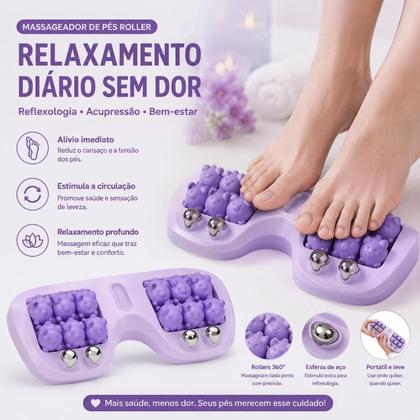 Imagem de Massageador Relaxante para Pés Roller Portátil Elíptico Relaxamento Diário Sem Dor Reflexologia Acupressão Rolo de Massagem Pé com Rolos Anatômicos