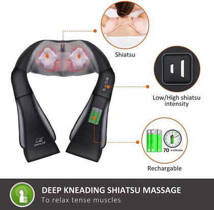 Imagem de Massageador sem fio Snailax Shiatsu Neck Shoulder com calor