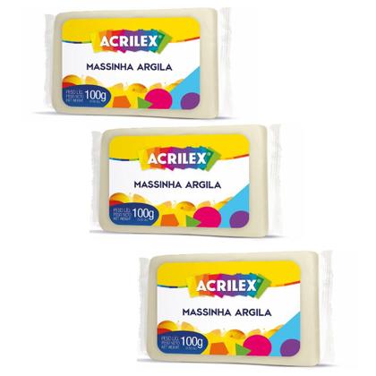 Imagem de  Massinha Argila Acrilex 100gr Cor Natural com 3 Unidades 