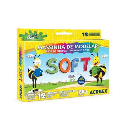 Imagem de Massinha de Modelar Acrilex 12 Cores 180g  Kit 12 Unidades