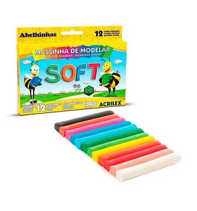 Imagem de Massinha de Modelar ACRILEX 12 Cores 180g Soft Não tóxica