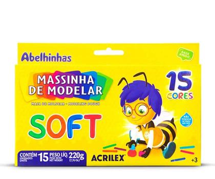Imagem de Massinha de Modelar  Acrilex 15 Cores 220g Kit 6 Unidades