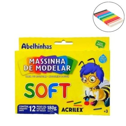 Imagem de Massinha de Modelar Acrilex Soft Abelinhas 12 Cores 180g