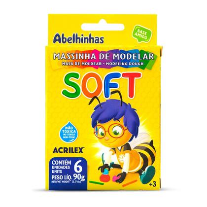 Imagem de Massinha de Modelar Acrilex Soft Abelinhas 6 Cores 90g