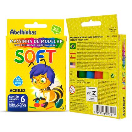 Imagem de Massinha de Modelar Acrilex Soft Abelinhas 6 Cores 90g