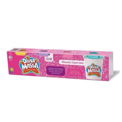 Imagem de Massinha de Modelar - Diver Massa - Glitter - 4 Potes - Divertoys
