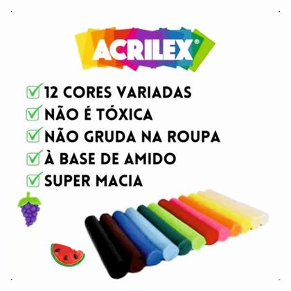 Imagem de Massinha De Modelar Escolar 12 Cores Soft Acrilex Infantil Cor Colorido