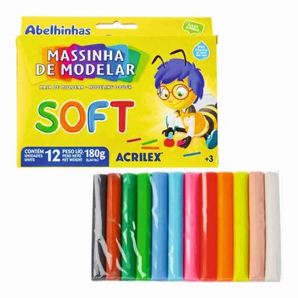 Imagem de Massinha De Modelar Escolar 12 Cores Soft Acrilex Infantil Cor Colorido