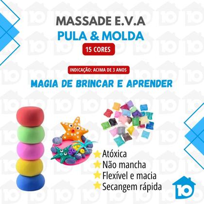 Imagem de Massinha de modelar eva pula e molda dinossauro 15 cores