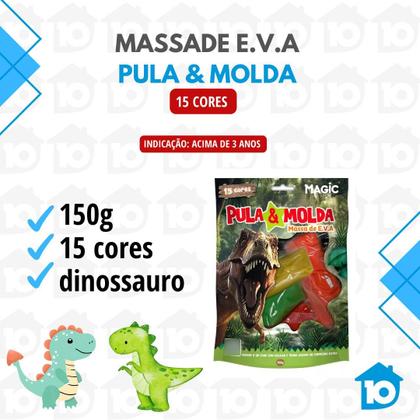 Imagem de Massinha de modelar eva pula e molda dinossauro 15 cores