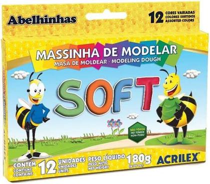 Imagem de Massinha de Modelar infantil Soft Conjunto com 12 cores Acrilex