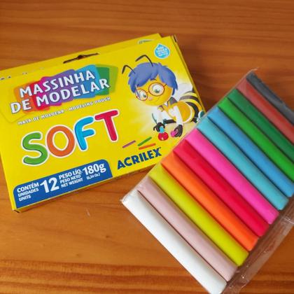 Imagem de Massinha de Modelar Macia Soft Conjunto 12Cores 180g Acrilex