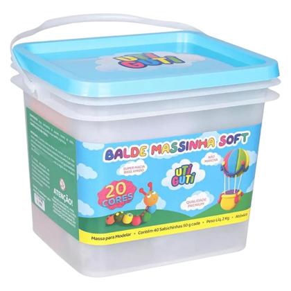 Massinha de Modelar Soft Utiguti Balde 20 Cores - 2kg - Massinha
