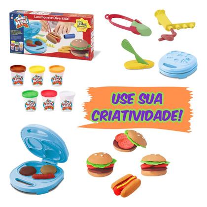 Imagem de Massinha Infantil Divertoys Diver Massa Lanchonete Divertida Grill Kit Completo Hambúrgueres Fritas Presente Criança Menino Menina Brinquedo Original