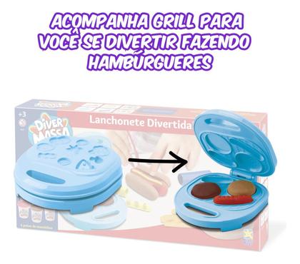 Imagem de Massinha Infantil Divertoys Diver Massa Lanchonete Divertida Grill Kit Completo Hambúrgueres Fritas Presente Criança Menino Menina Brinquedo Original