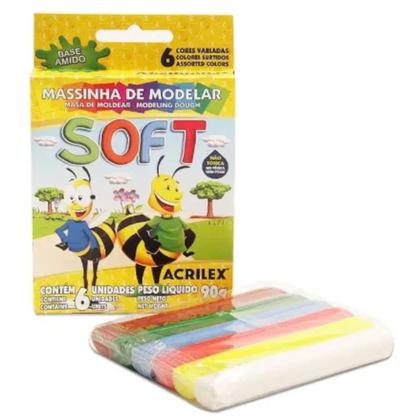 Imagem de Massinha Soft Conjunto com 6 Cores 90g Acrilex Kit 2  Caixas