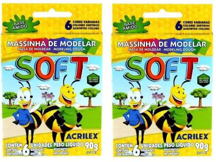 Imagem de Massinha Soft Conjunto com 6 Cores 90g Acrilex Kit 2  Caixas