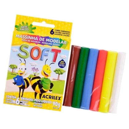 Imagem de Massinha Soft Conjunto com 6 Cores 90g Acrilex Kit 4 Caixas