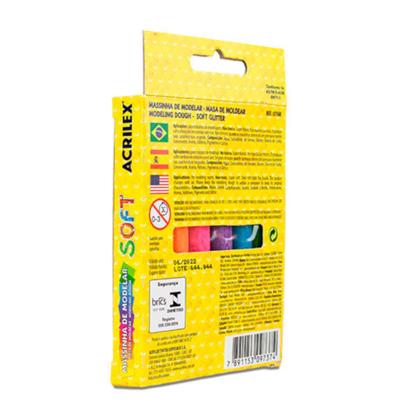 Imagem de Massinha Soft Conjunto com 6 Cores 90g Acrilex Kit 4 Caixas