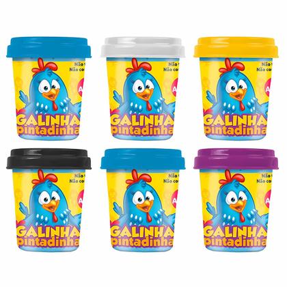 Imagem de Massinhas De Modelar Galinha Pintadinha Brinquedo Com 3 Moldes 6 Potes