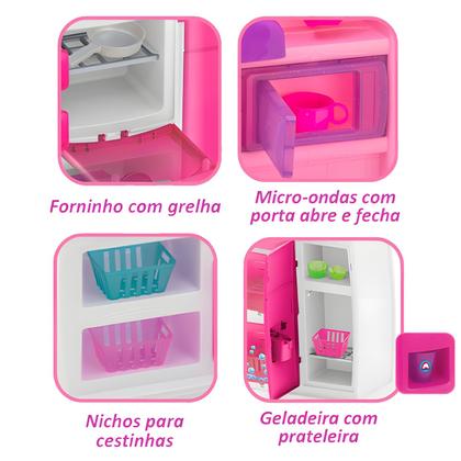 Imagem de Master Magic Toys Cozinha Completa Brinquedo Pia Que Sai Água Geladeira E Forno - Magic Toys