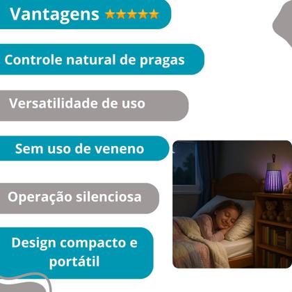 Imagem de Mata Mosquito LED UV Portátil Compacto Seguro Bivolt Eficaz