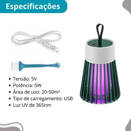 Imagem de Mata Mosquito LED UV Portátil Compacto Seguro Bivolt Eficaz